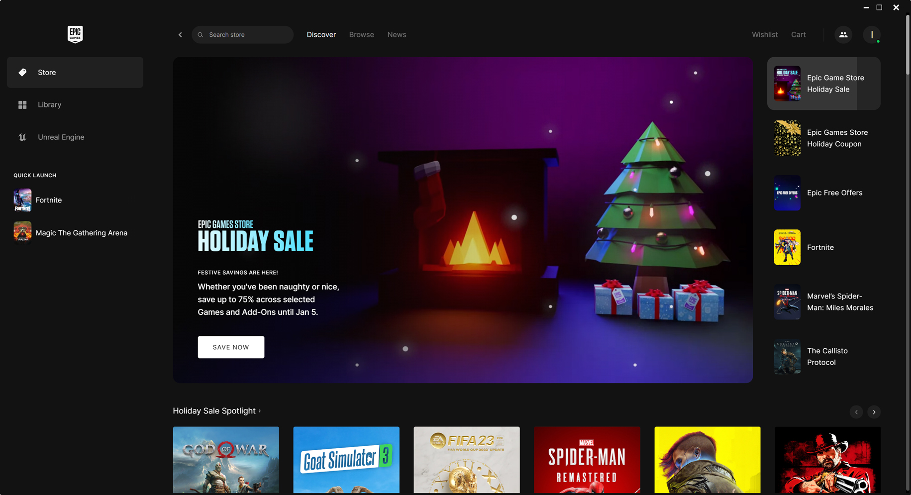Epic Games, Holiday Sale